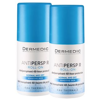 Zestaw Dermedic Antipersp R, dezodorant antyperspiracyjny, roll-on, skóra normalna i sucha, 2 x 60 g Zestaw Dermedic Antipersp R, dezodorant antyperspiracyjny, roll-on, skóra normalna i sucha, 2 x 60 g - zdjęcie produktu
