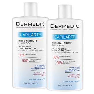 Zestaw Dermedic Capilarte, szampon zwalczający łupież i jego przyczyny, 2 x 300 ml - zdjęcie produktu