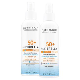 Zestaw Dermedic Sunbrella, spray ochronny, SPF 50+, 2 x 150 ml Zestaw Dermedic Sunbrella, spray ochronny, SPF 50+, 2 x 150 ml - zdjęcie produktu