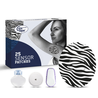CureTape Sensor Patches ART, plastry na sensor CGM do monitorowania glukozy, Zebra Black, 25 sztuk - zdjęcie produktu