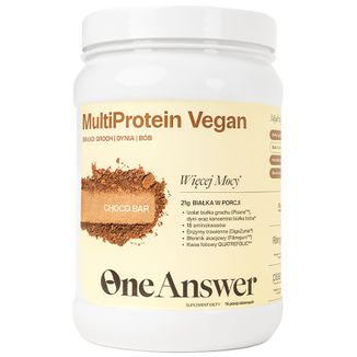 OneAnswer MultiProtein Vegan, proszek, smak choco bar, 450 g - zdjęcie produktu
