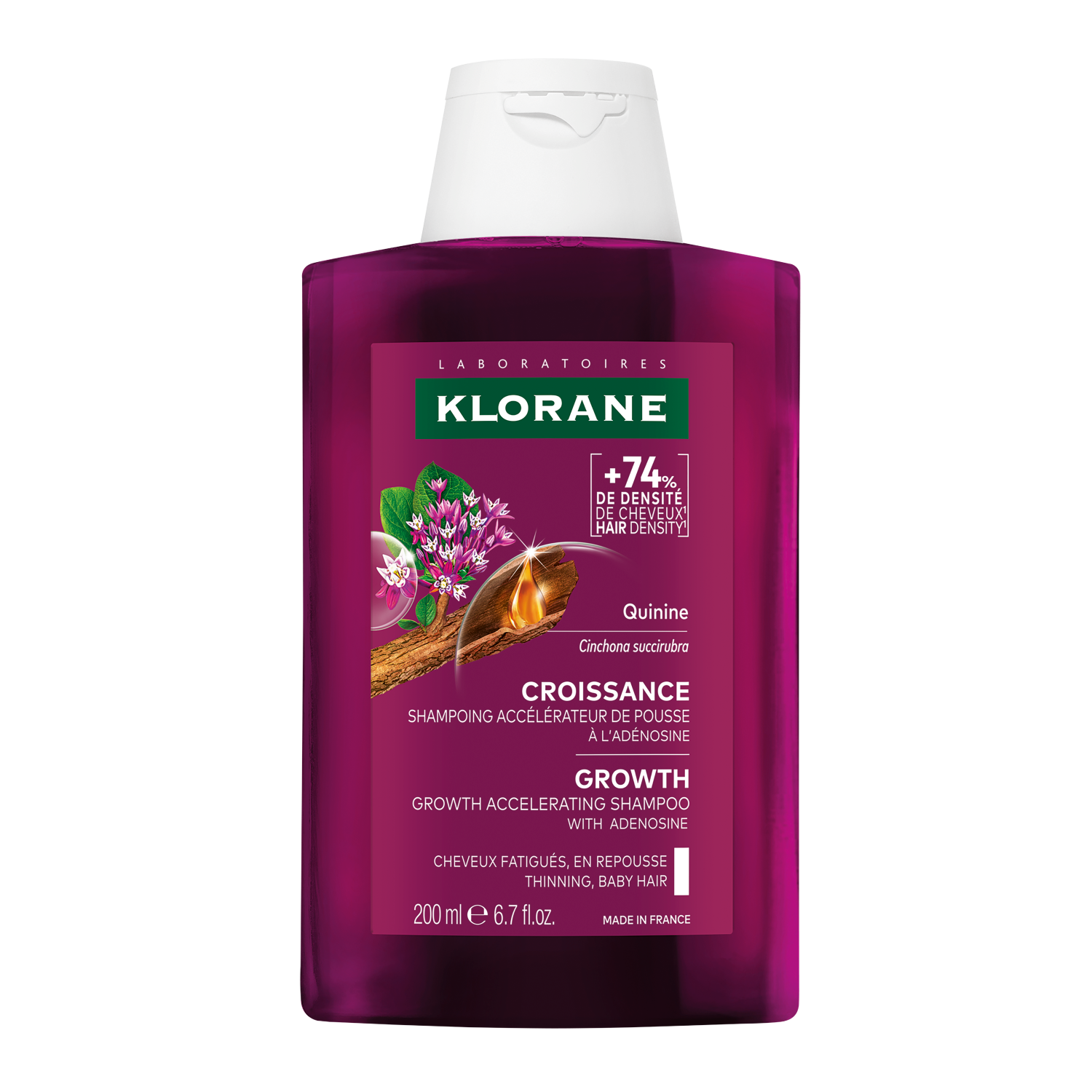 Klorane Klorane Wzrost, szampon przyspieszający wzrost włosów, 200 ml