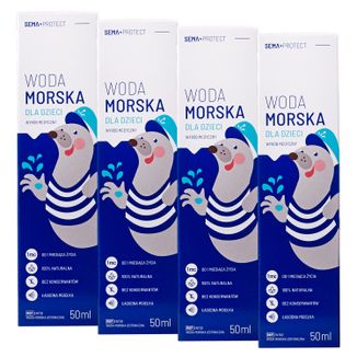 Zestaw SEMA Protect, woda morska dla dzieci, spray do nosa, 4 x 50 ml - zdjęcie produktu