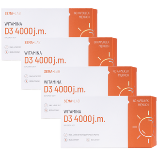 Zestaw SEMA Lab Witamina D3 4000 j.m., 4 x 60 kapsułek miękkich - zdjęcie produktu