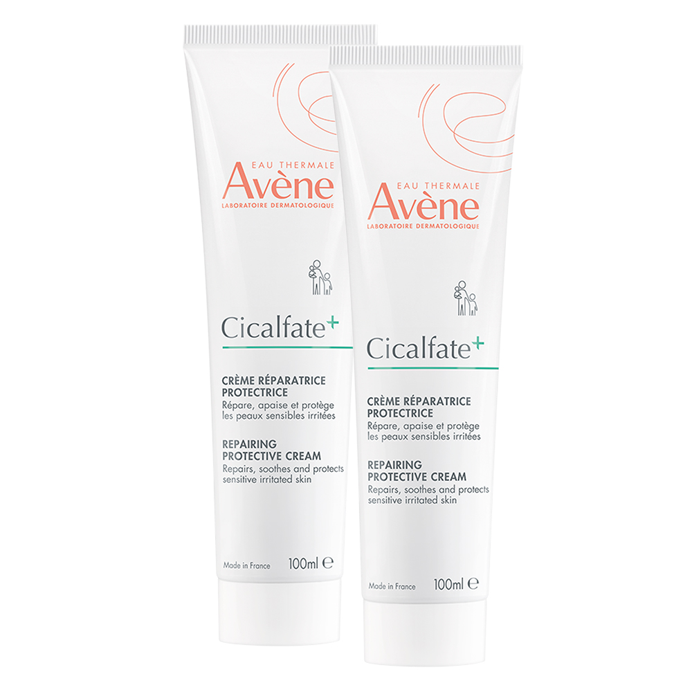 Набор Avene Cicalfate+: 2 восстанавливающих защитных крема по 100 мл, для чувствительной и раздраженной кожи