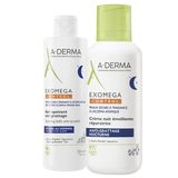 Zestaw A-Derma Exomega Control, kąpiel kojąca przeciw drapaniu, po 6 miesiącu, 200 ml +  krem emolient na noc, skóra sucha i skłonna do atopii, od 1 dnia życia, 400 ml - miniaturka zdjęcia produktu