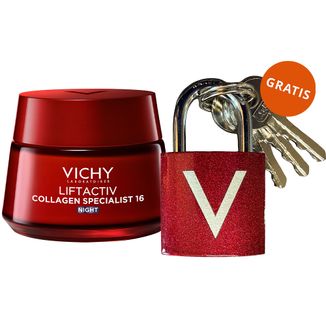 Vichy Liftactiv Collagen Specialist, przeciwzmarszczkowy krem z witaminą Cg i peptydami na noc, 50 ml + czerwona kłódka gratis Vichy Liftactiv Collagen Specialist, przeciwzmarszczkowy krem z witaminą Cg i peptydami na noc, 50 ml + czerwona kłódka gratis - zdjęcie produktu