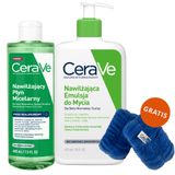 Zestaw CeraVe, nawilżający płyn micelarny, 400 ml + emulsja nawilżająca do mycia, skóra normalna i sucha, 473 ml + frotki na nadgarstki gratis - miniaturka zdjęcia produktu
