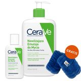 Zestaw CeraVe, emulsja nawilżająca do mycia, skóra normalna i sucha, 473 ml + 88 ml + frotki na nadgarstki gratis - miniaturka zdjęcia produktu