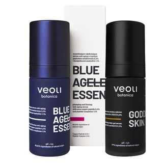 Zestaw Veoli Botanica Blue Ageless Essence, wypełniająco-ujędrniające serum anti-aging do twarzy, 30 ml + rozjaśniająco-kojące serum do twarzy, 30 ml Zestaw Veoli Botanica Blue Ageless Essence, wypełniająco-ujędrniające serum anti-aging do twarzy, 30 ml + rozjaśniająco-kojące serum do twarzy, 30 ml - zdjęcie produktu