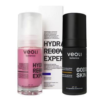 Zestaw Veoli Botanica Hydra Recovery Expert, nawadniająco-naprawcze multi-molekularne serum do twarzy, 30 ml + rozjaśniająco-kojące serum do twarzy, 30 ml - zdjęcie produktu