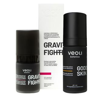 Zestaw Veoli Botanica Gravity Fighter, napinająco-odmładzające serum pod oczy, 15 ml + rozjaśniająco-kojące serum do twarzy, 30 ml - zdjęcie produktu