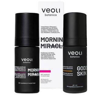 Zestaw Veoli Botanica Morning Miracle, rozświetlająco-liftingujący, senolityczny krem do twarzy na dzień, 30 ml + rozjaśniająco-kojące serum do twarzy, 30 ml - zdjęcie produktu
