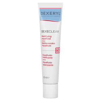 Dexeryl Dexeclear Aquafluid Matifiant Aqua, fluid matujący dla skóry tłustej i skłonnej do trądziku, SPF 50+, 40 ml Dexeryl Dexeclear Aquafluid Matifiant Aqua, fluid matujący dla skóry tłustej i skłonnej do trądziku, SPF 50+, 40 ml - zdjęcie produktu