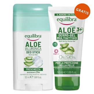 Equilibra Aloe Ialuronica, aloesowy dezodorant w sztyfcie z kwasem hialuronowym, 50 ml + żel aloesowy multi-active, 50 ml gratis - zdjęcie produktu