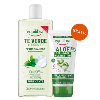 Equilibra Dermo, szampon oczyszczający, zielona herbata i kwas hialuronowy, 265 ml + żel aloesowy multi-active, 50 ml gratis - zdjęcie produktu
