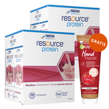 Zestaw Resource Protein, preparat odżywczy, smak owoców leśnych, 8 x 200 ml + Garnier Hand Repair, intensywnie regenerujący krem do rąk, 75 ml gratis - miniaturka zdjęcia produktu