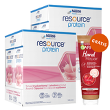 Zestaw Resource Protein, preparat odżywczy, smak truskawkowy, 8 x 200 ml + Garnier Hand Repair, intensywnie regenerujący krem do rąk, 75 ml gratis - miniaturka zdjęcia produktu