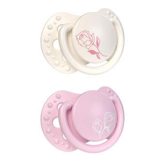 Lovi Classy, smoczek uspokajający, 0-2 miesiące, silikonowy, Petit Rose, 2 sztuki Lovi Classy, smoczek uspokajający, 0-2 miesiące, silikonowy, Petit Rose, 2 sztuki - zdjęcie produktu