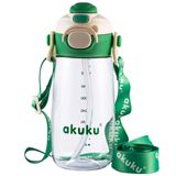 Akuku, szkolny bidon ze słomką, zielony, 480 ml - miniaturka zdjęcia produktu