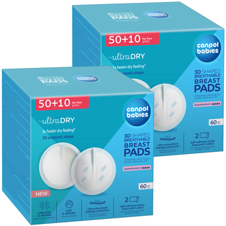 Zestaw Canpol Babies, wkładki laktacyjne 3D z przylepcem, białe, 2 x 50 sztuk + 10 sztuk gratis - zdjęcie produktu