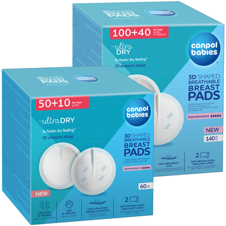 Zestaw Canpol Babies, wkładki laktacyjne 3D z przylepcem, białe, 50 sztuk + 10 sztuk gratis + wkładki laktacyjne, 100 sztuk + 40 sztuk w prezencie - zdjęcie produktu