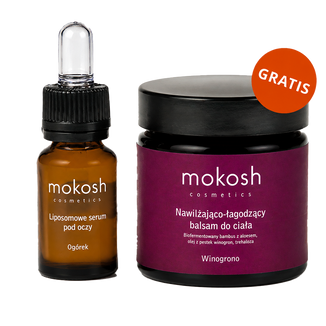 Mokosh, liposomowe serum pod oczy, ogórek, 12 ml + balsam nawilżająco-łagodzący do ciała, winogrono, 60 ml gratis Mokosh, liposomowe serum pod oczy, ogórek, 12 ml + balsam nawilżająco-łagodzący do ciała, winogrono, 60 ml gratis - zdjęcie produktu