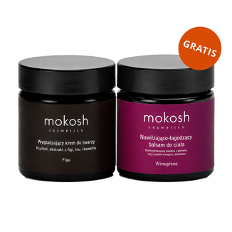 Mokosh, wygładzający krem do twarzy, figa, 60 ml + balsam nawilżająco-łagodzący do ciała, winogrono, 60 ml gratis - zdjęcie produktu