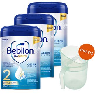 Zestaw Bebilon Profutura CesarBiotik 2, mleko następne, po 6 miesiącu, 3 x 800 g + Lovi, kubek treningowy Genius, pistachio, 35/368, od 6 miesiąca, 150 ml gratis - zdjęcie produktu