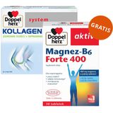 Doppelherz system Kollagen 11000 Plus, 25 ml x 30 ampułek + Magnez-B6 Forte 400, 30 tabletek gratis - miniaturka zdjęcia produktu