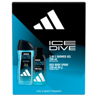 Zestaw Adidas Ice Dive, żel pod prysznic 3w1, 250 ml + dezodorant, 150 ml Zestaw Adidas Ice Dive, żel pod prysznic 3w1, 250 ml + dezodorant, 150 ml - zdjęcie produktu