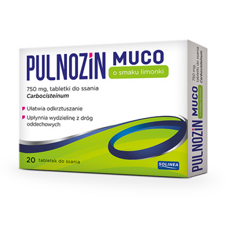 Pulnozin Muco 750 mg, smak limonki, 20 tabletek do ssania Pulnozin Muco 750 mg, smak limonki, 20 tabletek do ssania - zdjęcie produktu