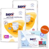 Zestaw Seni Active Normal, majtki chłonne, XL, 120-160 cm, 2 x 30 sztuk + chusteczki nawilżane, pielęgnacyjne, XXL, 10 sztuk gratis - miniaturka zdjęcia produktu