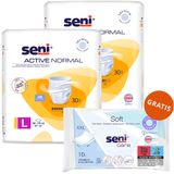 Zestaw Seni Active Normal, majtki chłonne, L, 100-135 cm, 2 x 30 sztuk + chusteczki nawilżane, pielęgnacyjne, XXL, 10 sztuk gratis - miniaturka zdjęcia produktu