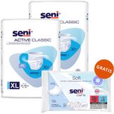 Zestaw Seni Active Classic, pieluchomajtki, XL, 2 x 30 sztuk + chusteczki nawilżane, pielęgnacyjne, XXL, 10 sztuk gratis - miniaturka zdjęcia produktu