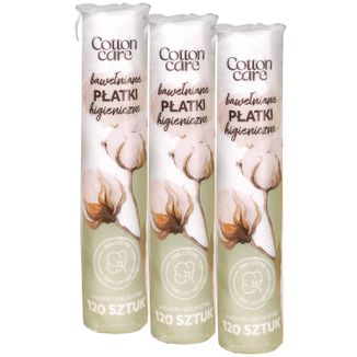 Zestaw CottonCare, płatki kosmetyczne, okrągłe, 3 x 120 sztuk - zdjęcie produktu