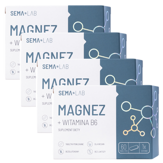 Zestaw SEMA Lab Magnez + Witamina B6, 4 x 60 tabletek powlekanych - zdjęcie produktu