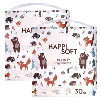 Zestaw Happi Soft, podkłady higieniczne dla dzieci, 60 cm x 60 cm, 2 x 30 sztuk - zdjęcie produktu