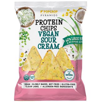 Popcrop Chrupki proteinowe, piramidki, smak kwaśna śmietana ze szczypiorkiem, bez glutenu, 60 g - zdjęcie produktu