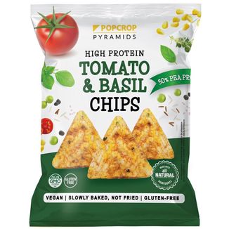 Popcrop Chrupki proteinowe, piramidki, smak pomidor z bazylią, 60 g - zdjęcie produktu