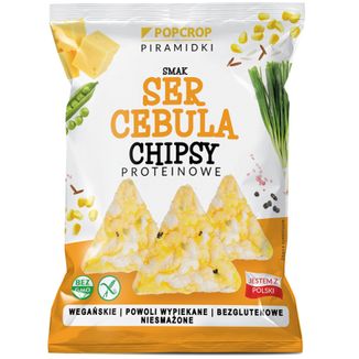 Popcrop Chrupki proteinowe, piramidki, smak ser i cebula, 60 g - zdjęcie produktu