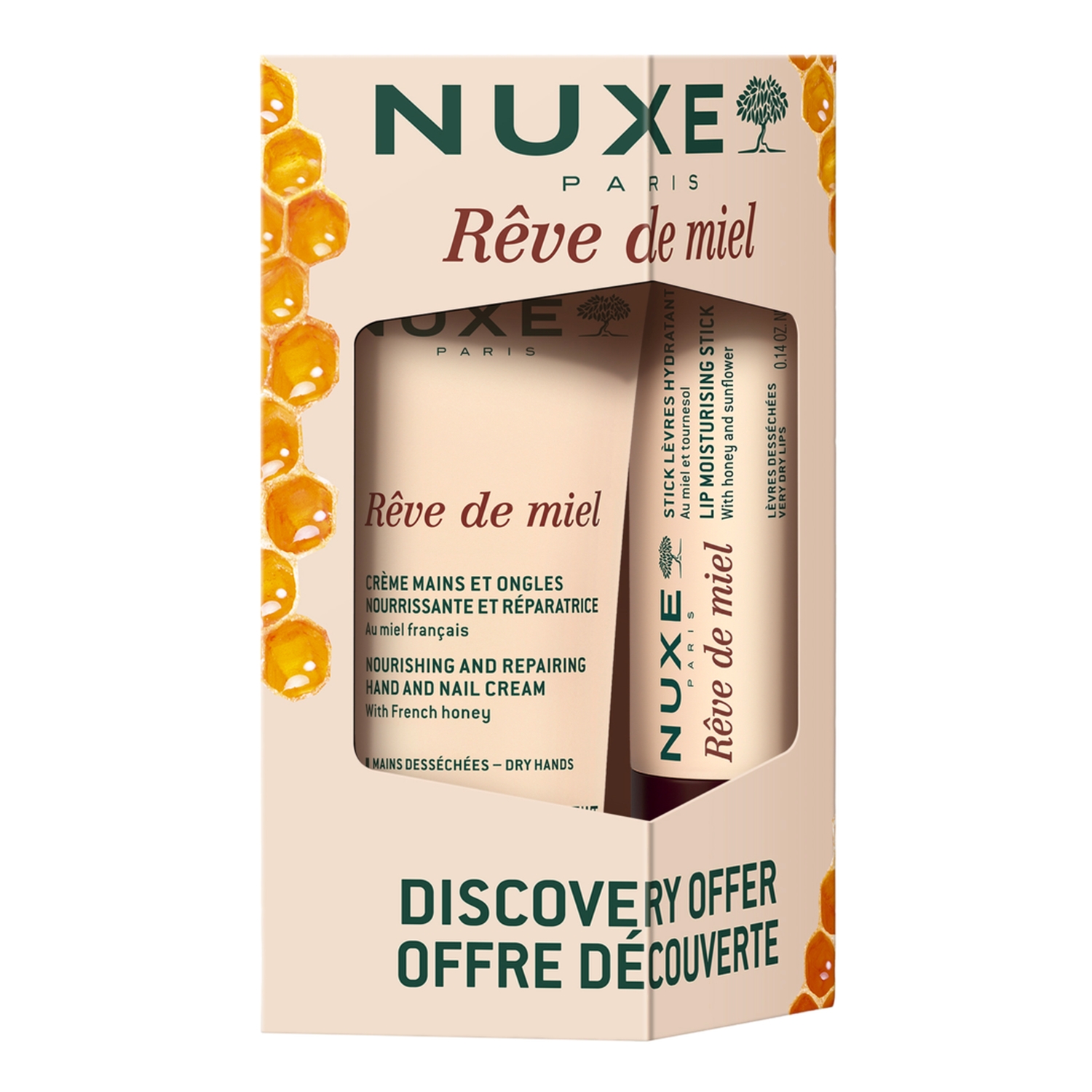 Nieznana Zestaw Nuxe Reve de Miel: krem do rąk 30 ml + nawilżająca pomadka do ust 4 g