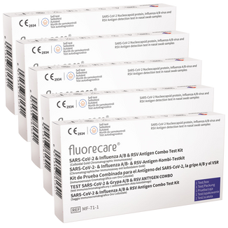 Zestaw Fluorecare Combo 4w1, zestaw do testów łączonych na obecność antygenów SARS-CoV-2, grypy A/B, RSV, 5 x 1 sztuka - zdjęcie produktu