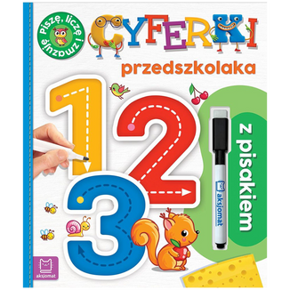 Aksjomat 1, 2, 3. Cyferki przedszkolaka z pisakiem. Piszę, liczę i zmazuję, książeczka dla dzieci z pisakiem - zdjęcie produktu