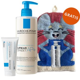Zestaw La Roche-Posay Cicaplast Baume B5+, kojący balsam regenerujący, 100 ml + krem myjący, 400 ml + myjka-rękawica do kąpieli, dla dzieci gratis - zdjęcie produktu
