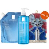 Zestaw La Roche-Posay Lipikar, delikatny żel myjący do twarzy i ciała, skóra wrażliwa, 400 ml + zapas, 400 ml + myjka-rękawica do kąpieli, dla dzieci gratis - miniaturka zdjęcia produktu