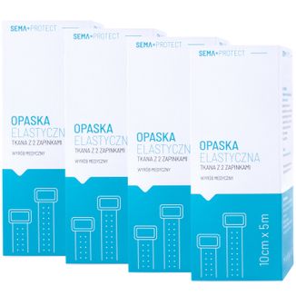 Zestaw SEMA Protect, opaska elastyczna z 2 zapinkami, 10 cm x 5 m, 4 x 1 sztuka - zdjęcie produktu