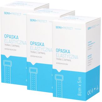 Zestaw SEMA Protect, opaska elastyczna z zapinką, 8 cm x 5 m, 3 x 1 sztuka - zdjęcie produktu