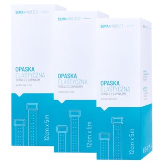 Zestaw SEMA Protect, opaska elastyczna z 2 zapinkami, 12 cm x 5 m, 3 x 1 sztuka - zdjęcie produktu