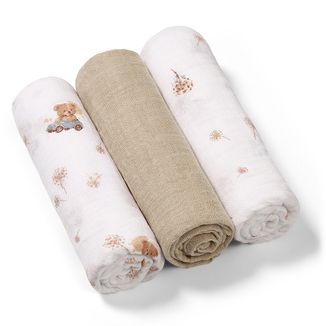 BabyOno, pieluszki muślinowe supermiękkie, 70 x 70 cm, beżowe, 3 sztuki BabyOno, pieluszki muślinowe supermiękkie, 70 x 70 cm, beżowe, 3 sztuki - zdjęcie produktu